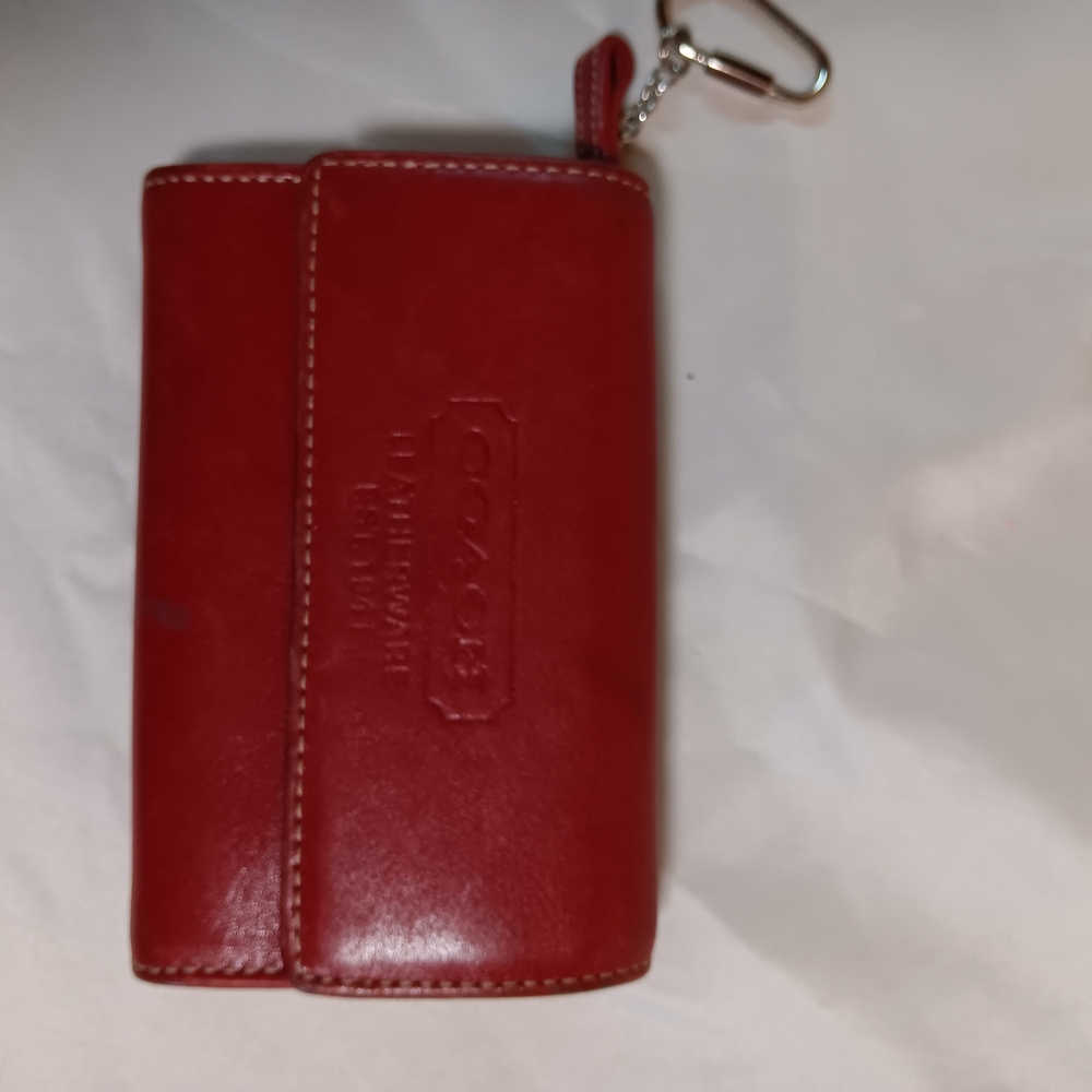 Coach Red Leather Key Case